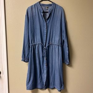 A New Day Cinch Button Front Chambray Shirt Dress, sz XL